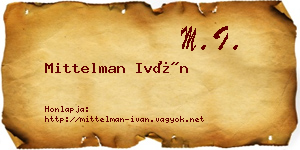 Mittelman Iván névjegykártya